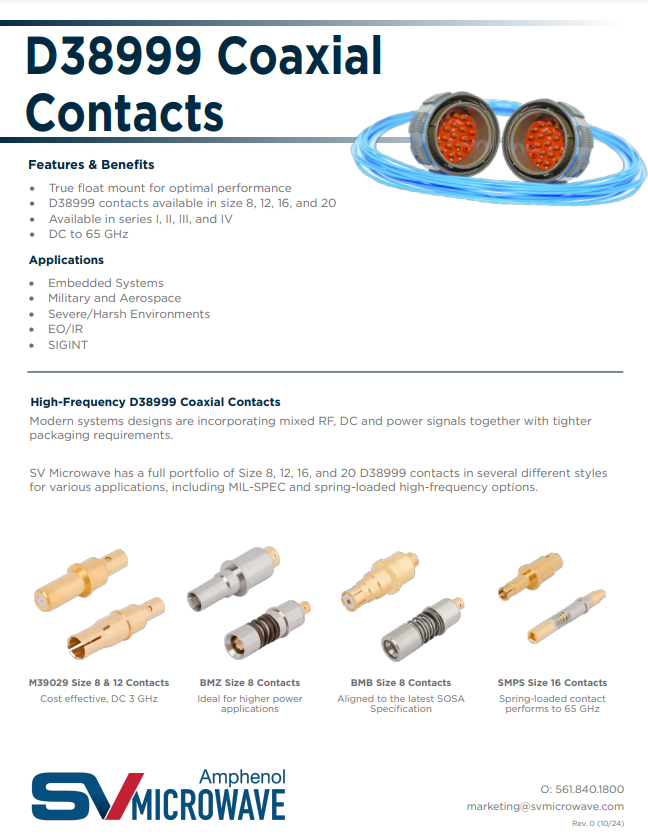 D38999 Coaxial Contacts